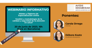 20 JUNIO A LAS 16h – Sesión informativa de nuestro Master y Posgrado en Gestión y metodología de la calidad y seguridad de la atención